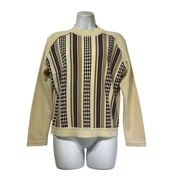 Vintage Lönze Wool Sweater Geometric Stripe knit EU Size 44 - Picture 1 of 8